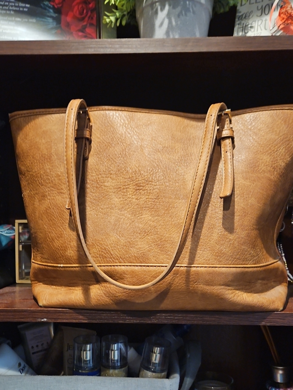 Everyday Tan Tote with Adjustable Shoulder Straps